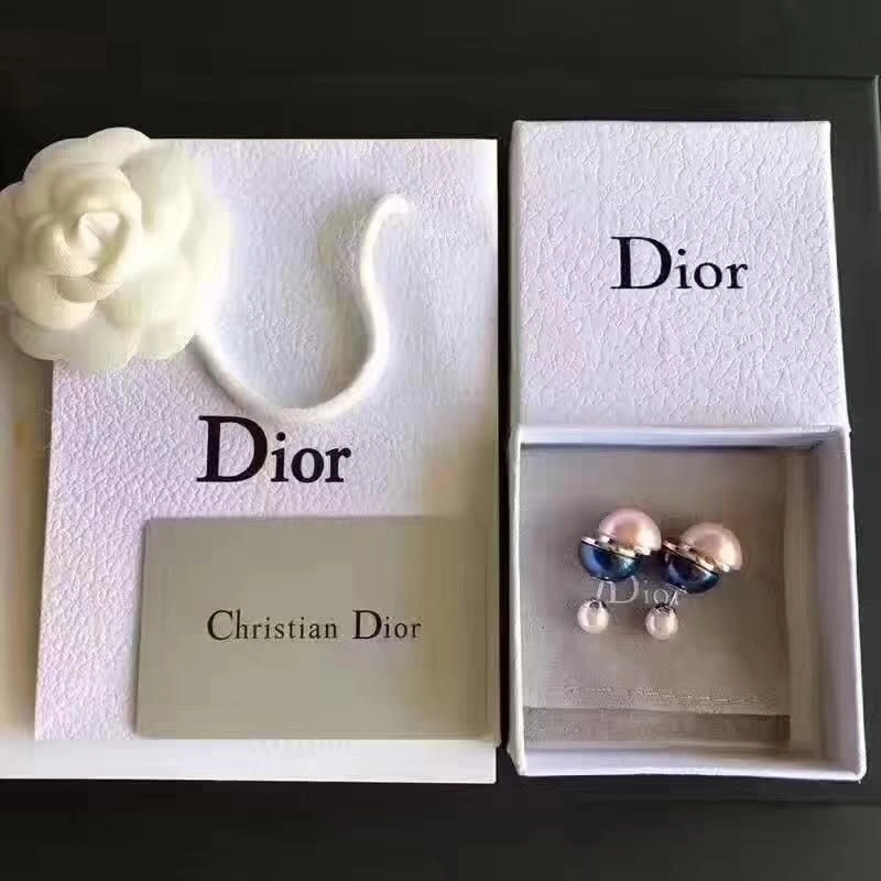 All The Rage Dior Tribales Yellow Gold Detail White-Blue Interlaced Pearl Asymmetric Stud Earrings Blue White
