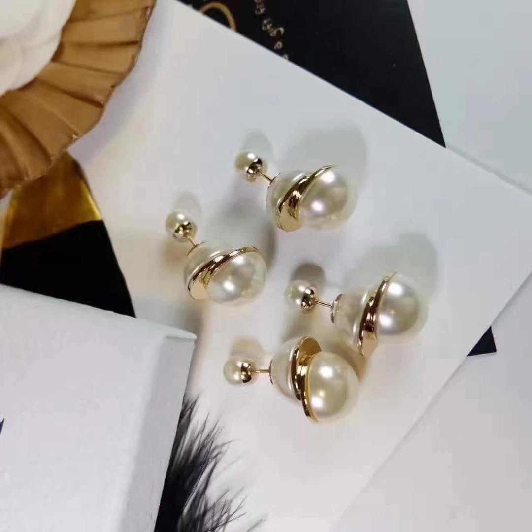 All The Rage Dior Tribales Yellow Gold Detail White-Blue Interlaced Pearl Asymmetric Stud Earrings Blue White