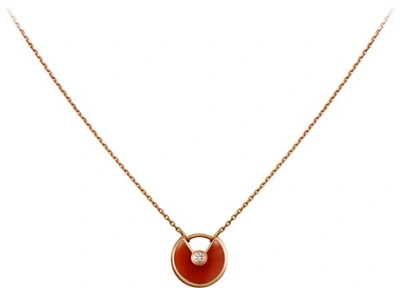 Amulette de Cartier Carnelian Diamond Necklack in Yellow Gold, White Gold and Pink Gold
