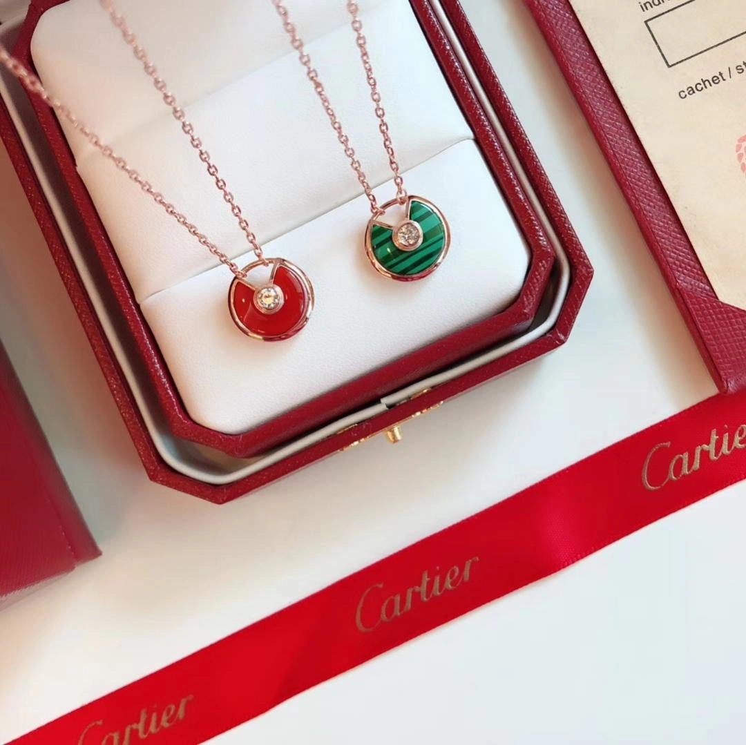 Amulette de Cartier Carnelian Diamond Necklack in Yellow Gold, White Gold and Pink Gold