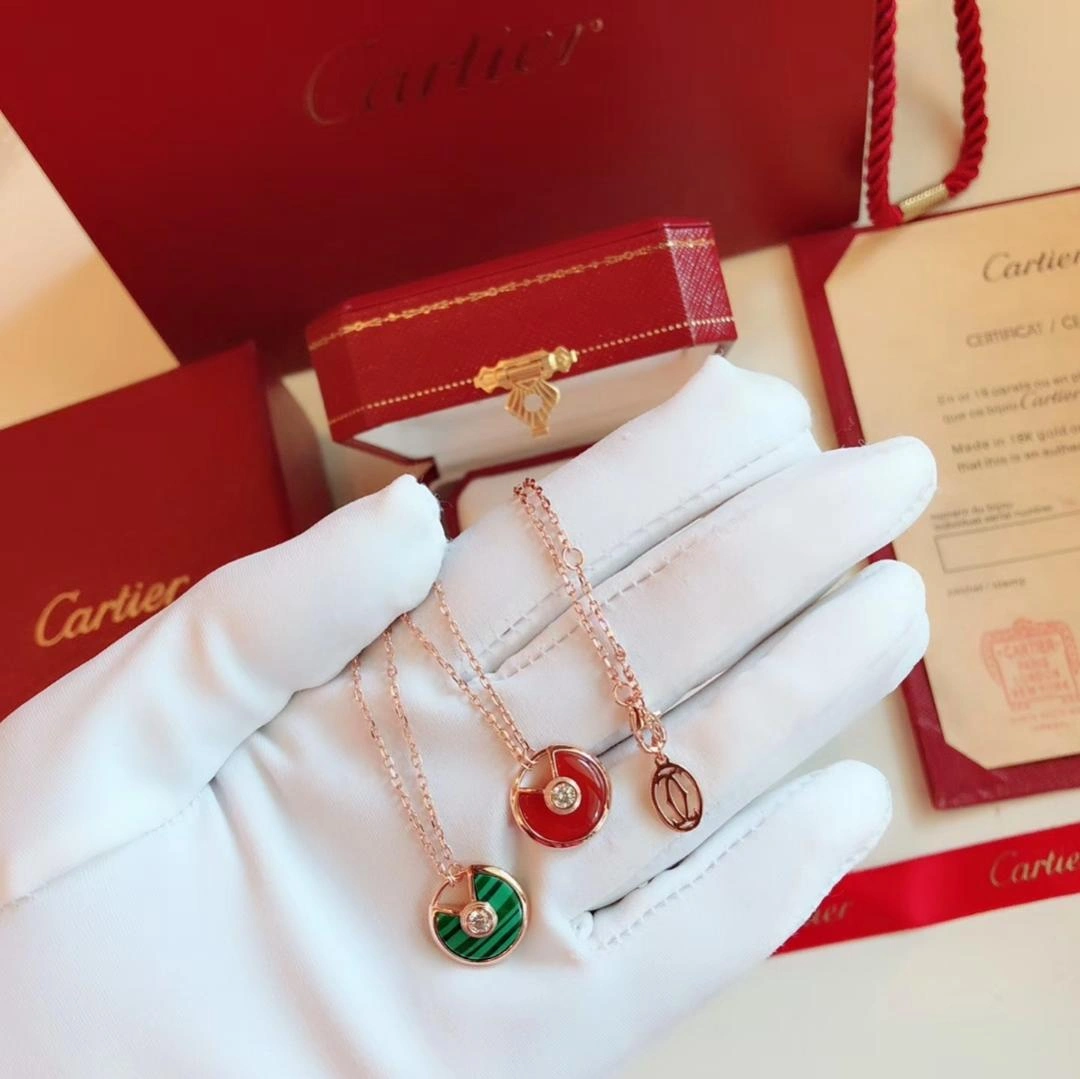 Amulette de Cartier Carnelian Diamond Necklack in Yellow Gold, White Gold and Pink Gold