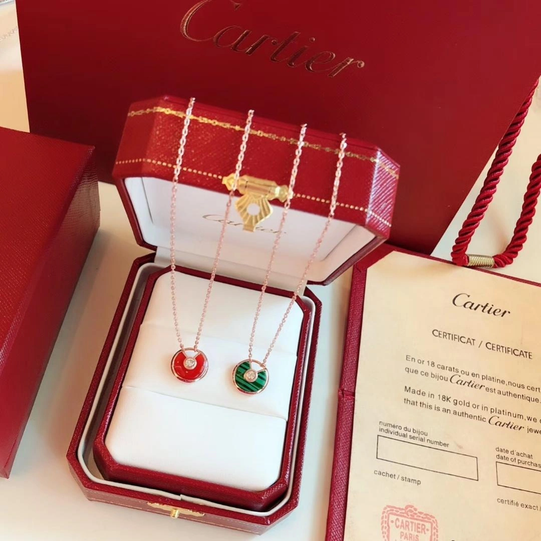 Amulette de Cartier Carnelian Diamond Necklack in Yellow Gold, White Gold and Pink Gold