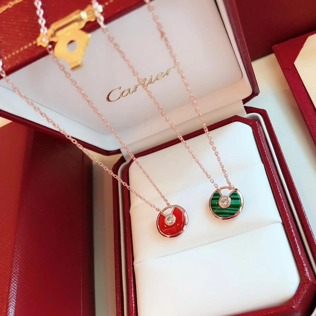 Amulette de Cartier Carnelian Diamond Necklack in Yellow Gold, White Gold and Pink Gold