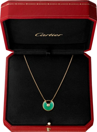 Amulette de Cartier Chrysoprase Diamond Necklack in Yellow Gold, White Gold and Pink Gold