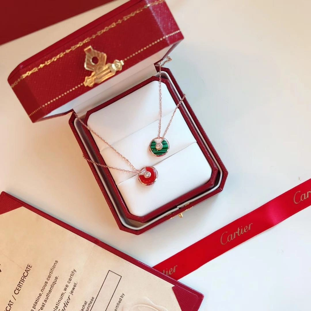 Amulette de Cartier Malachite Diamond Necklack in Yellow Gold, White Gold and Pink Gold