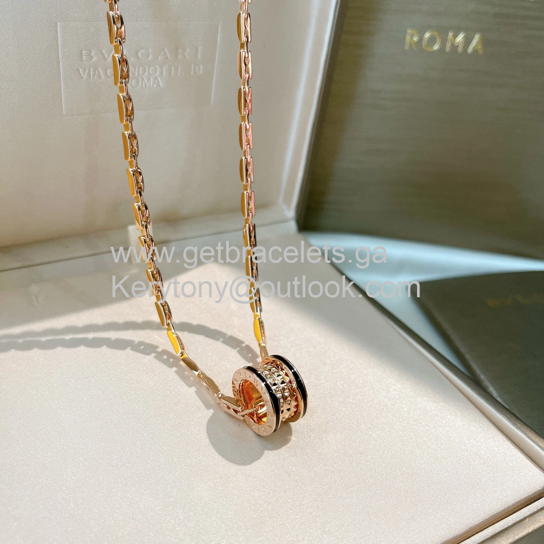 B.Zero1 Rock Necklace Rose Gold With Black Ceramic Copy