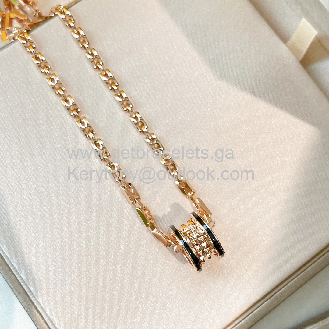 B.Zero1 Rock Necklace Rose Gold With Black Ceramic Copy