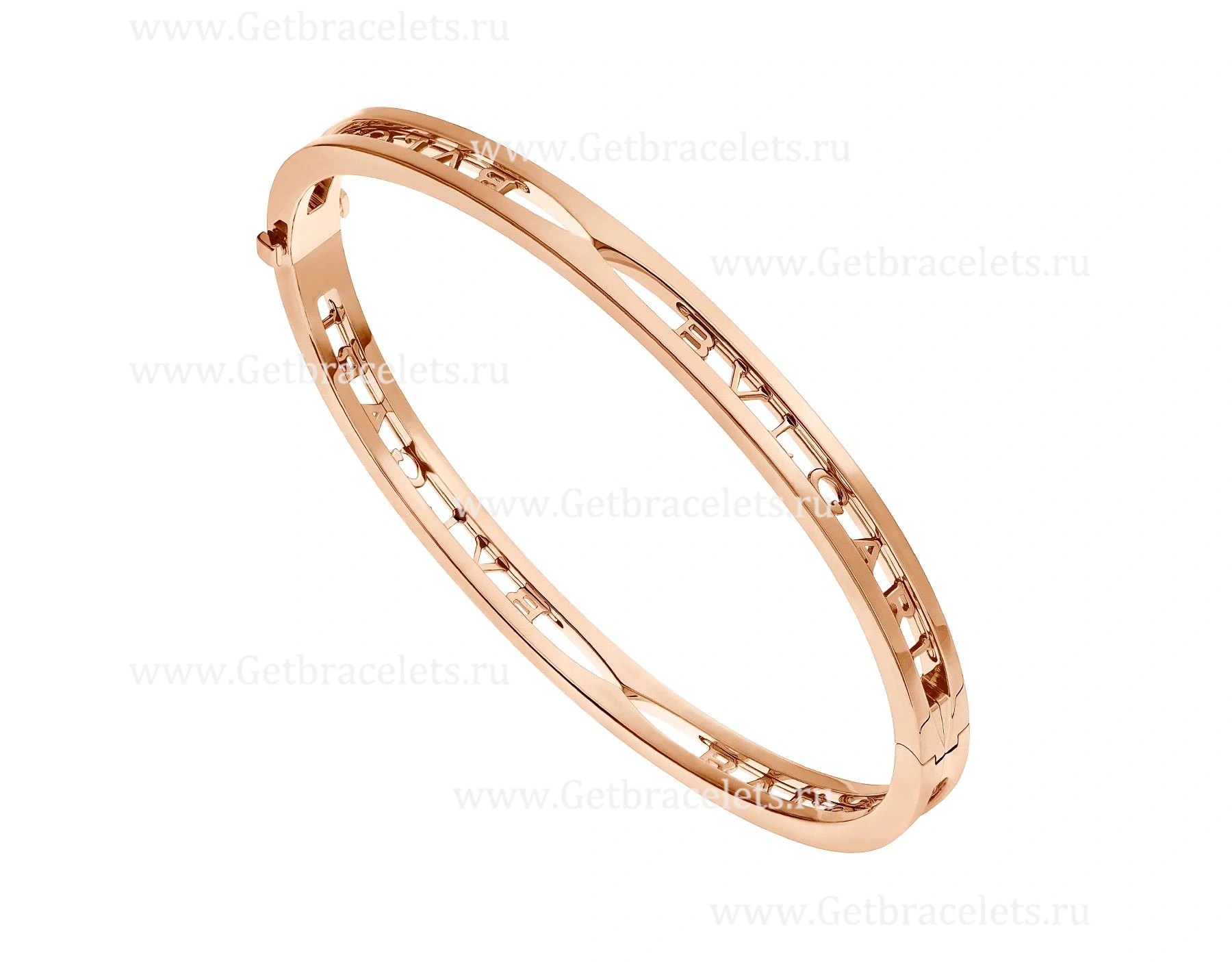 B.zero1 18kt Rose Gold Bangle Bracelet with Logo on the Spiral