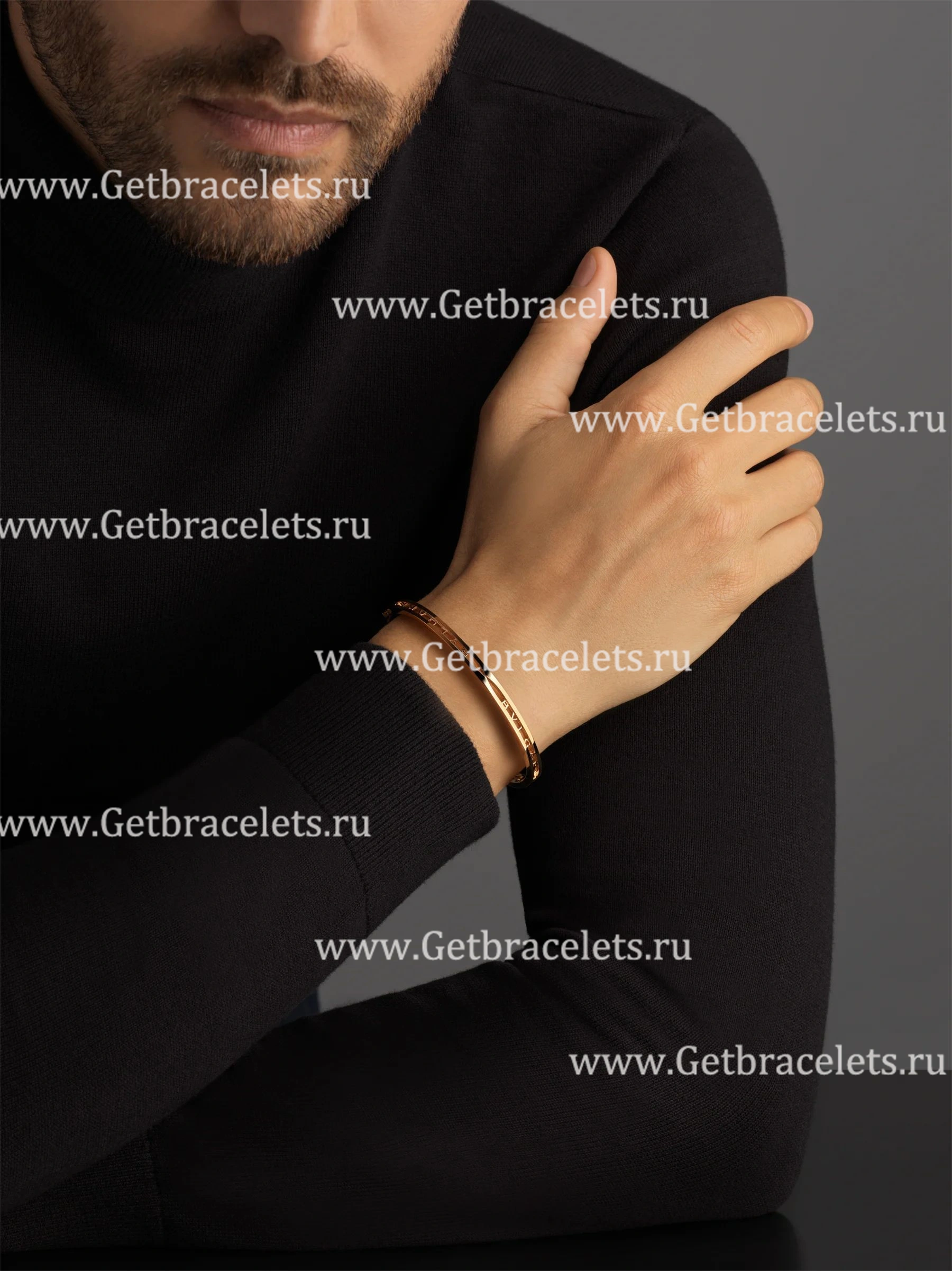 B.zero1 18kt Rose Gold Bangle Bracelet with Logo on the Spiral