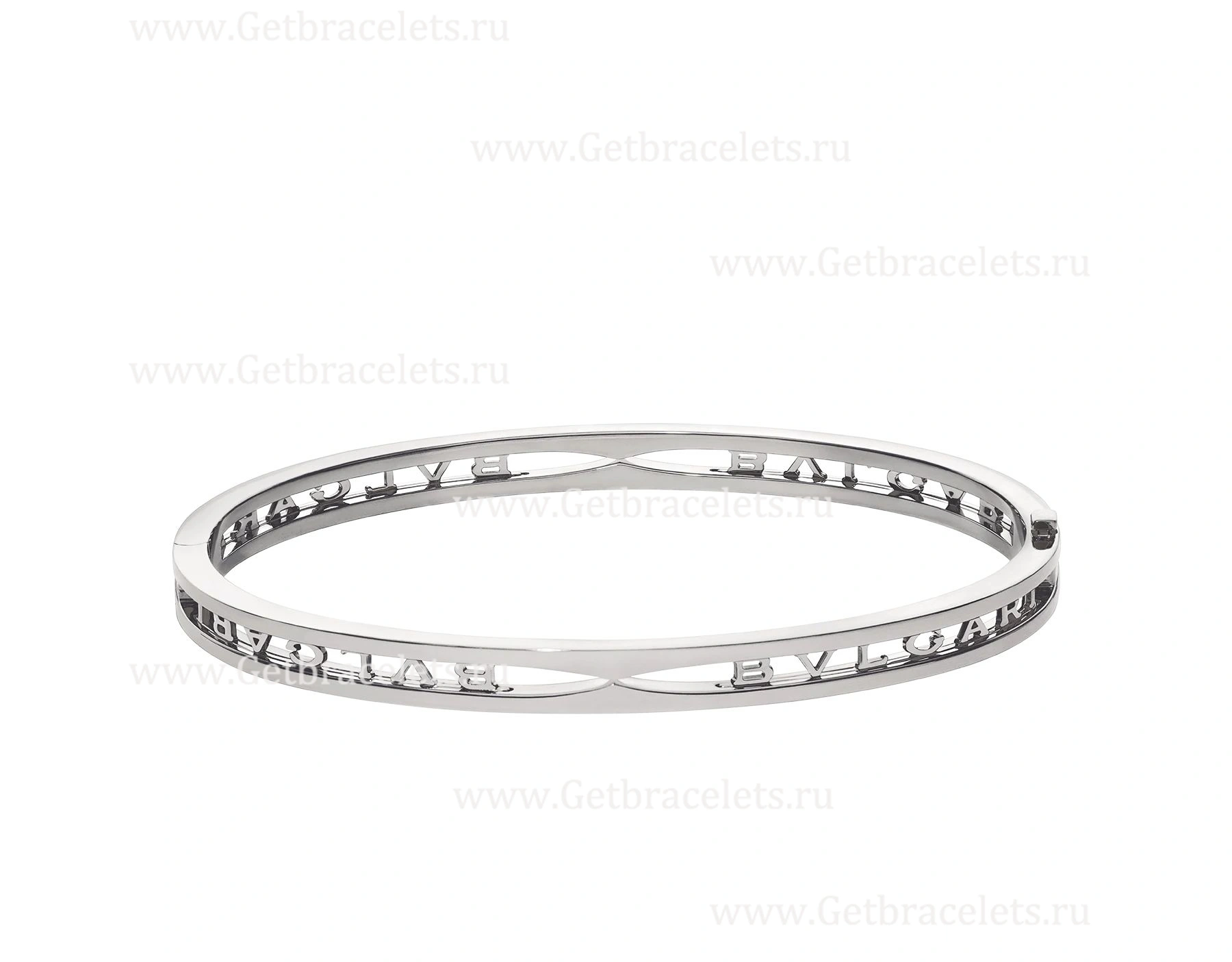 B.zero1 18kt White Gold Bangle Bracelet with Logo on the Spiral