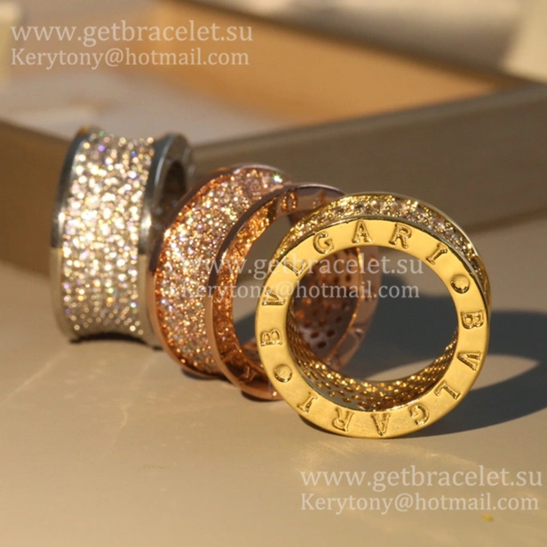 B.zero1 4-Band Ring Pink Gold with Pave Diamonds