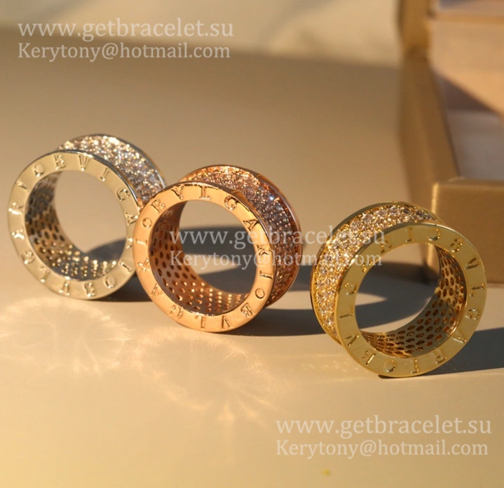 B.zero1 4-Band Ring Pink Gold with Pave Diamonds