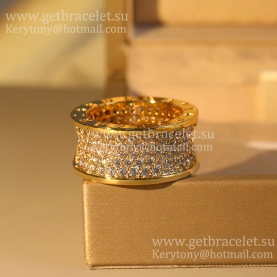B.zero1 4-Band Ring Pink Gold with Pave Diamonds