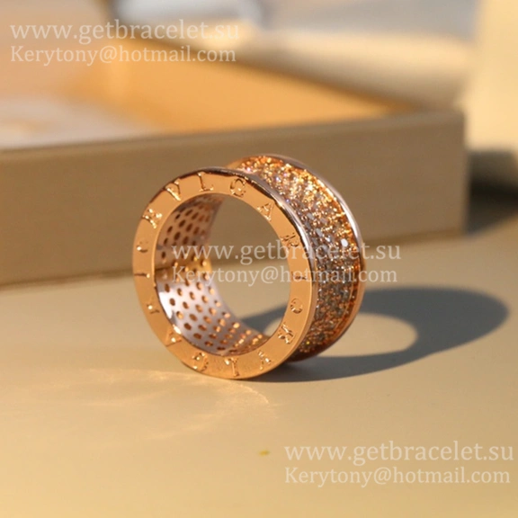 B.zero1 4-Band Ring Pink Gold with Pave Diamonds