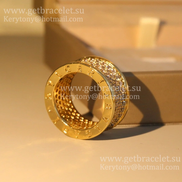 B.zero1 4-Band Ring Pink Gold with Pave Diamonds