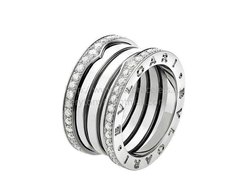 B.zero1 4-Band Ring White Gold with Pave Diamonds on the Edges