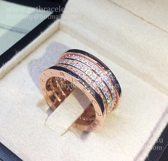 B.zero1 4-Band Ring in Rose Gold with Pave Diamonds