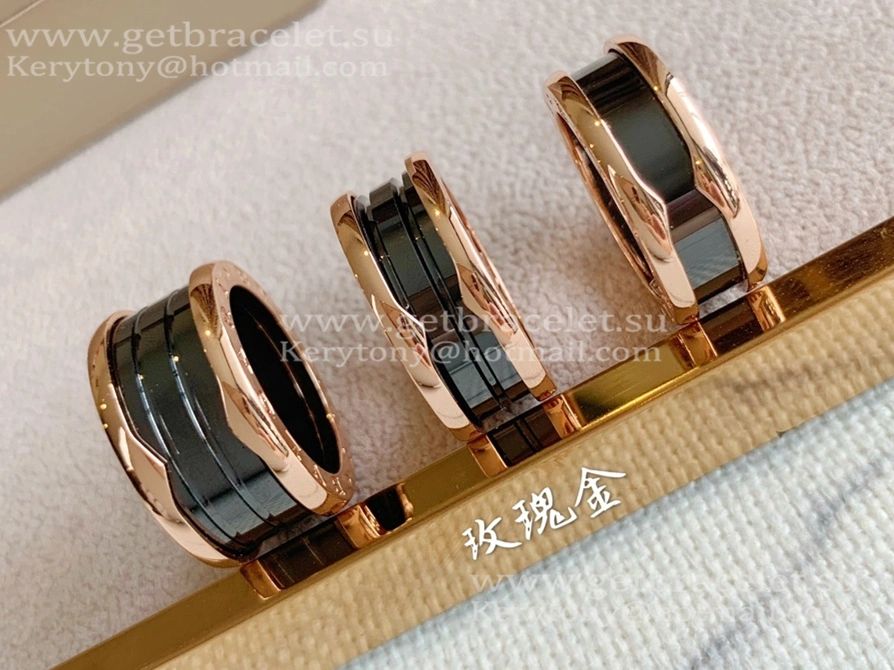 B.zero1 4-Band Rose Gold Ring with Black Ceramic