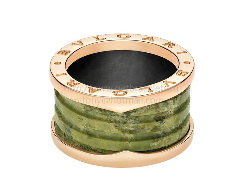 B.zero1 4-Band Rose Gold Ring with Green Marble