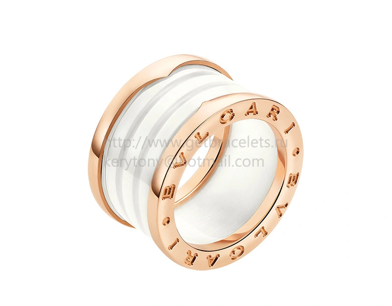 B.zero1 4-Band Rose Gold Ring with White Ceramic