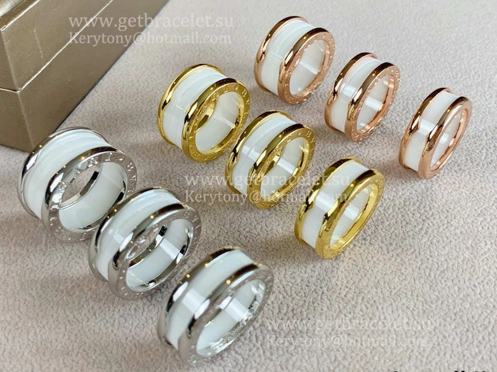 B.zero1 4-Band Rose Gold Ring with White Ceramic