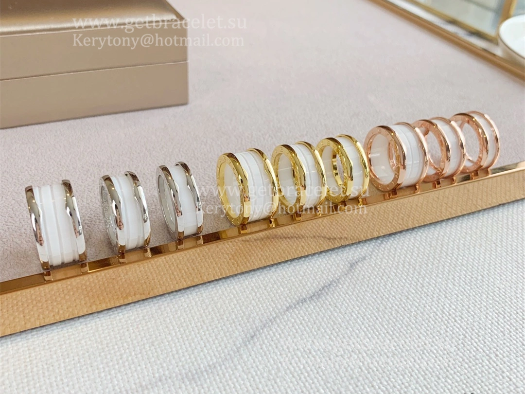 B.zero1 4-Band Rose Gold Ring with White Ceramic