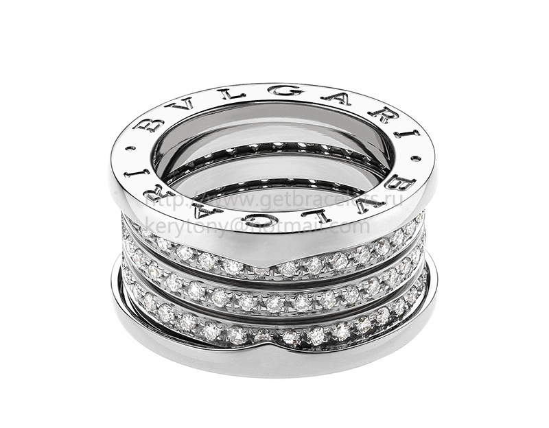 B.zero1 4-Band White Gold Ring with Pave Diamonds