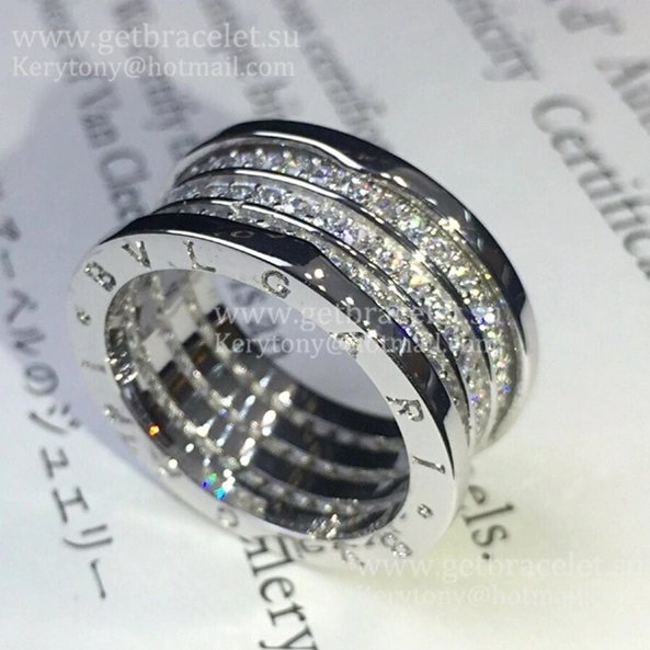 B.zero1 4-Band White Gold Ring with Pave Diamonds