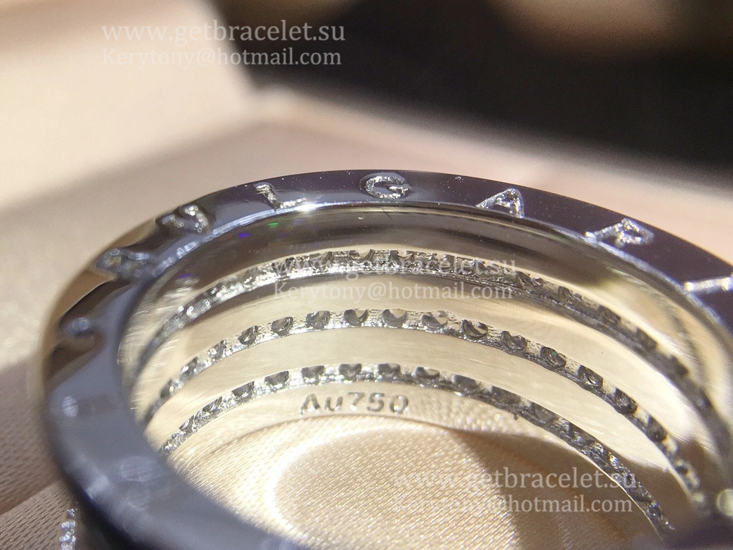 B.zero1 4-Band White Gold Ring with Pave Diamonds