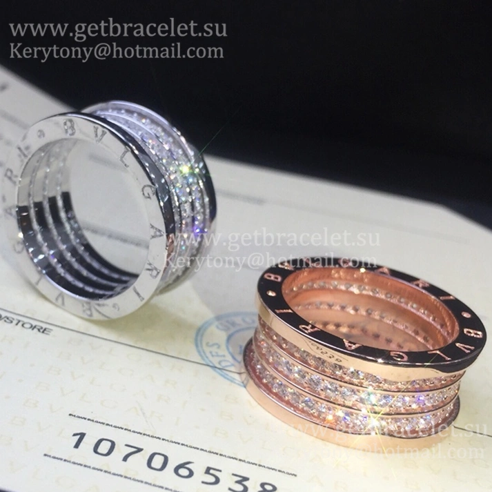 B.zero1 4-Band White Gold Ring with Pave Diamonds