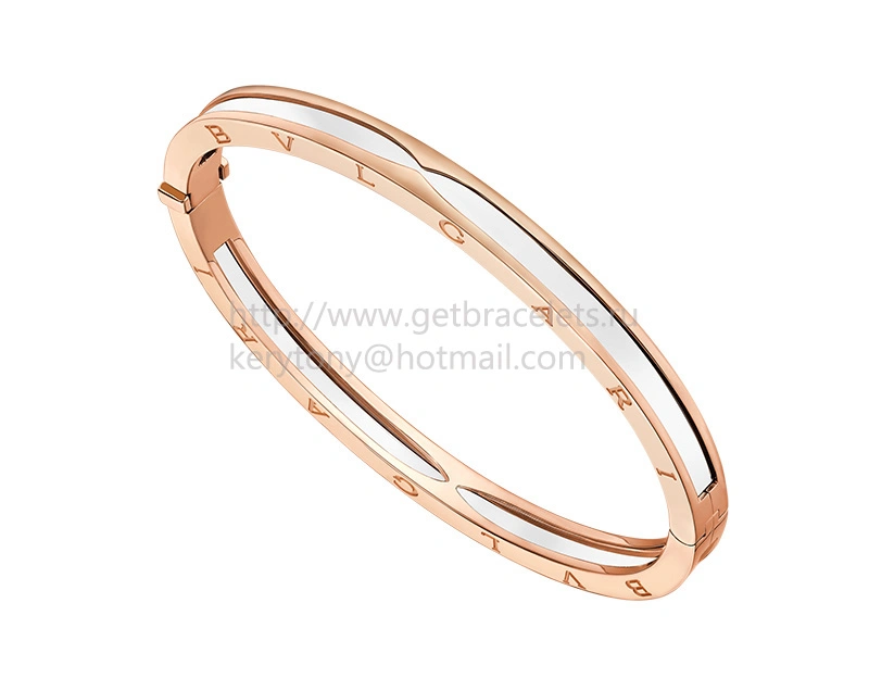 B.zero1 Bangle Bracelet in Rose Gold and White Cermet
