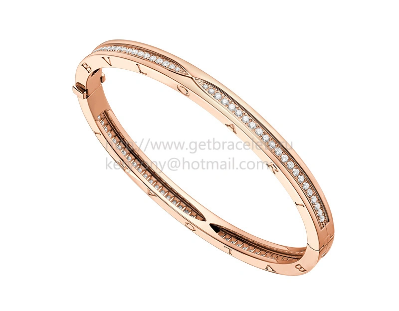 B.zero1 Bangle Bracelet in Rose Gold with Pave Diamonds
