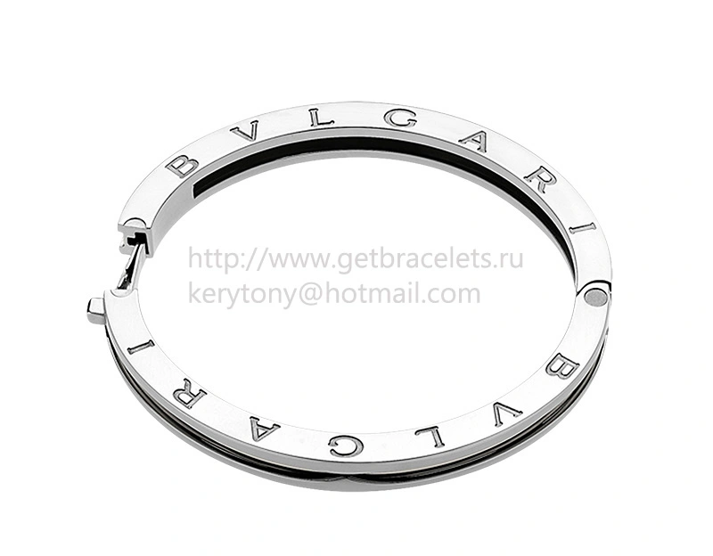 B.zero1 Bangle Bracelet in White Gold with Black Cermet