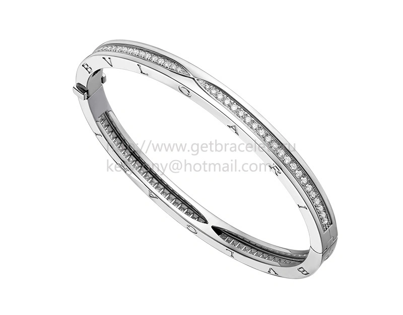 B.zero1 Bangle Bracelet in White Gold with Pave Diamonds