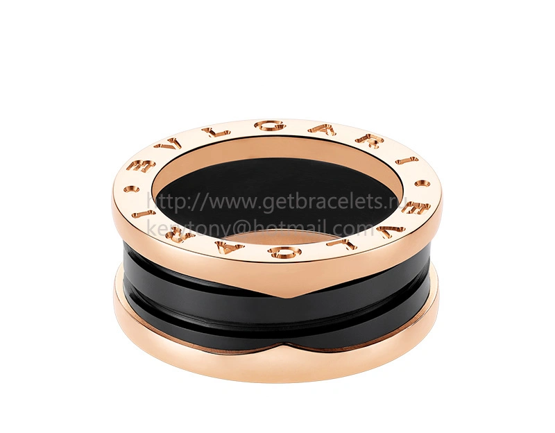 B.zero1 Black Ceramic and Rose Gold Ring