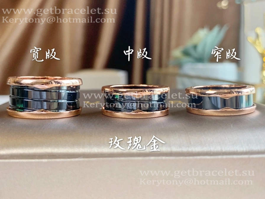 B.zero1 Black Ceramic and Rose Gold Ring