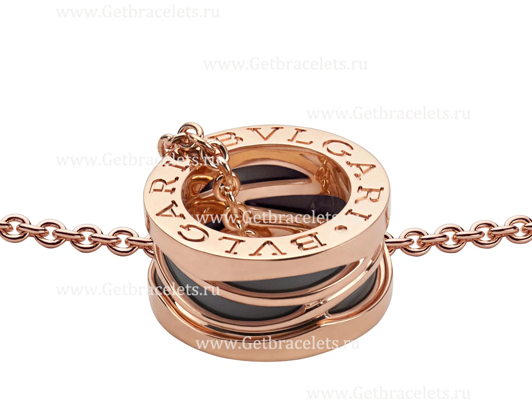 B.zero1 Design Legend Necklace with 18kt Rose Gold Chain and Pendant in Rose Gold Black Ceramic
