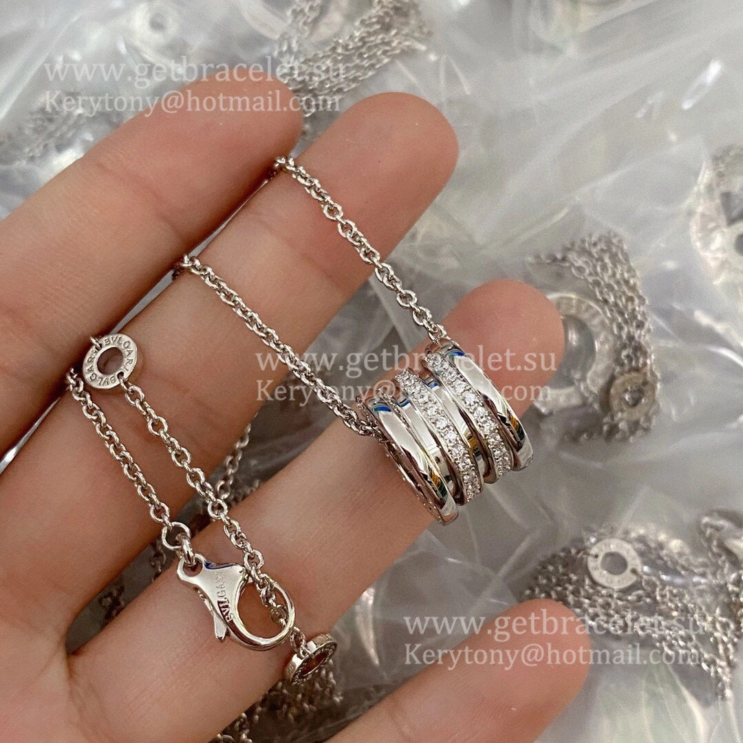 B.zero1 Design Legend Necklace with White Gold Pendant Set with Pave Diamonds