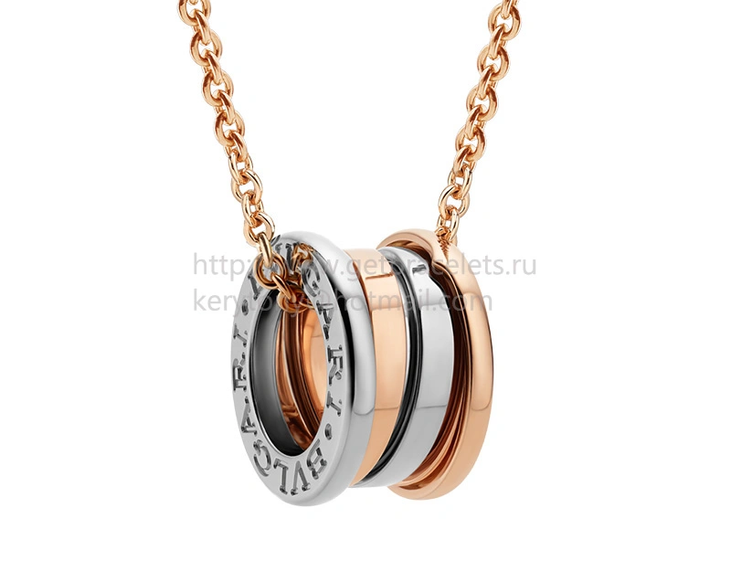 B.zero1 Labyrinth Necklace with Rose and White Gold Pendant Rose Gold Chain
