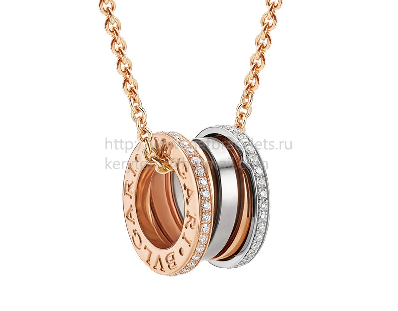 B.zero1 Labyrinth Necklace with Rose and White Gold Pendant Set with Pave Diamonds