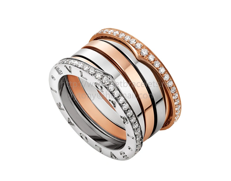 B.zero1 Labyrinth Ring in Rose and White Gold Set With Pave Diamonds