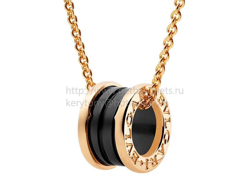 B.zero1 Pendant with Black Ceramic Rose Gold Chain