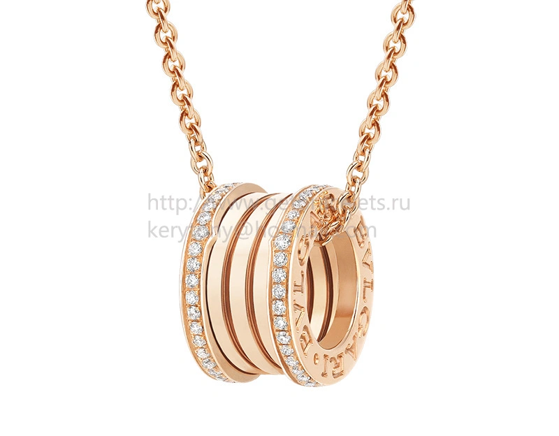 B.zero1 Pendant with Chain in Rose Gold with Pave Diamonds on the Edges