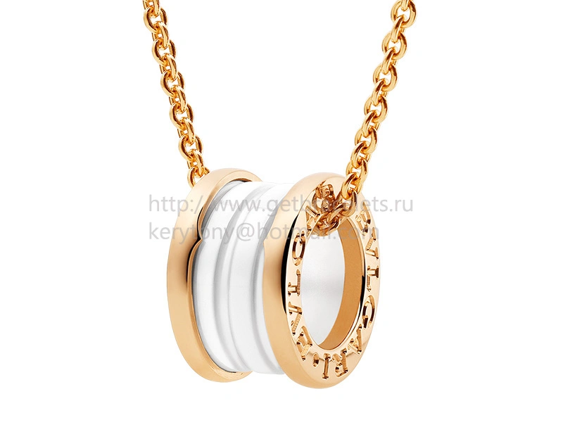 B.zero1 Pendant with White Ceramic Rose Gold Chain