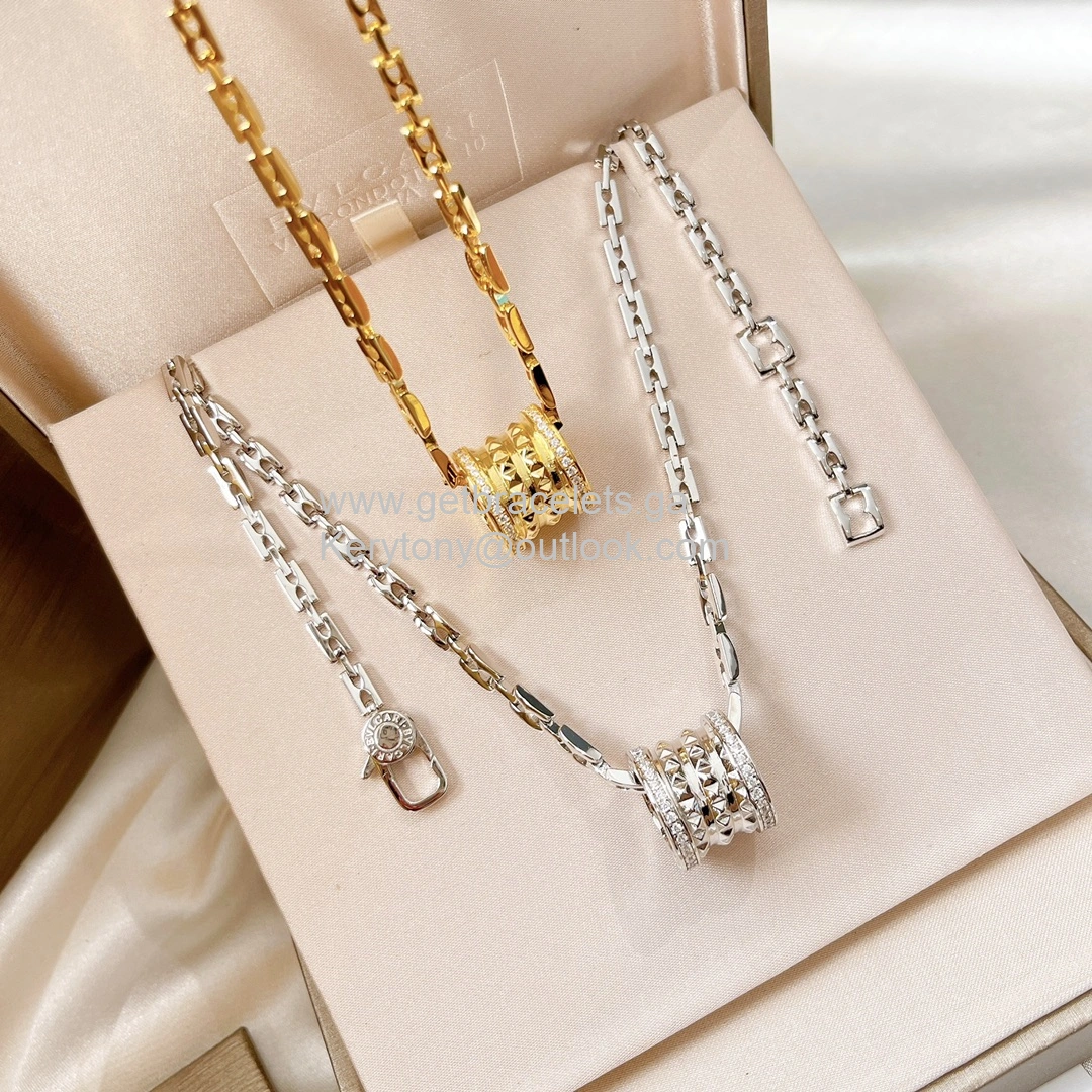B.zero1 Rock Necklace with Pave Diamonds Yellow Gold and White Gold AAA