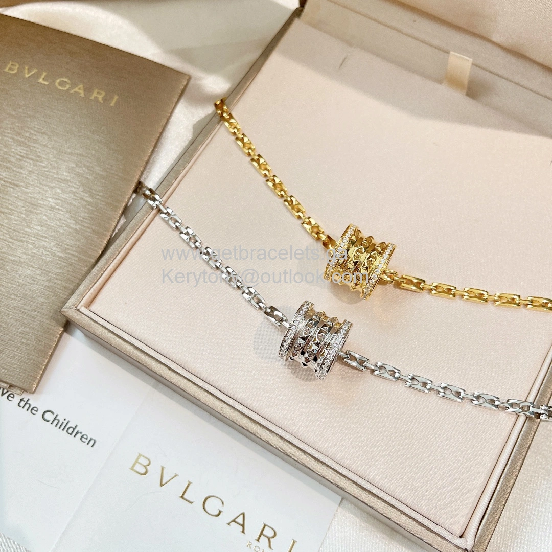 B.zero1 Rock Necklace with Pave Diamonds Yellow Gold and White Gold AAA