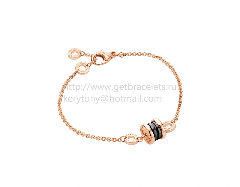 B.zero1 Soft Bracelet in Rose Gold with Rose Gold and Black Ceramic Pendant