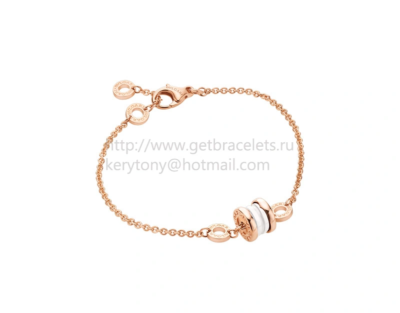 B.zero1 Soft Bracelet in Rose Gold with Rose Gold and White Ceramic Pendant