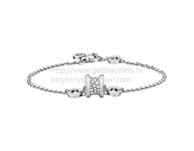 B.zero1 Soft Bracelet in White Gold with Pave Diamonds