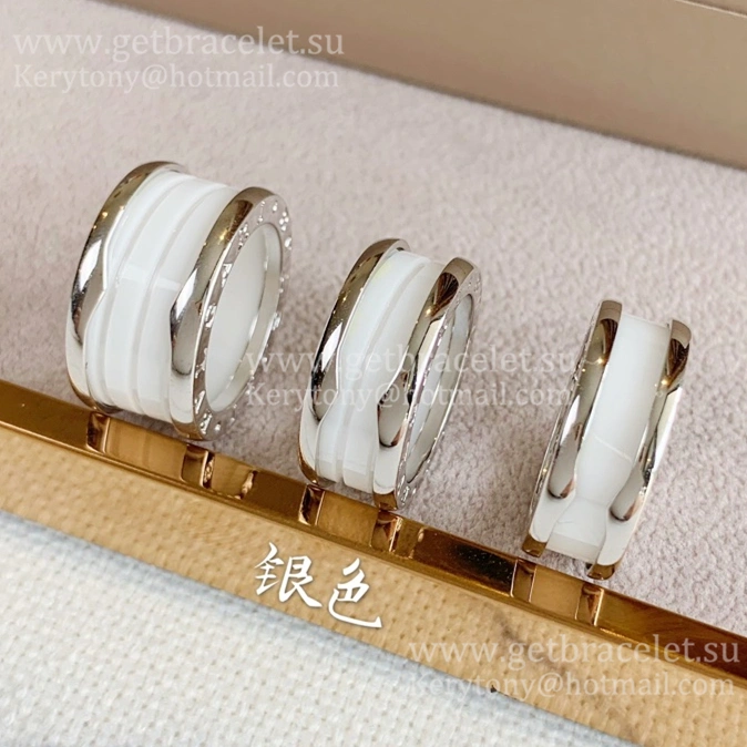 B.zero1 White Ceramic and Rose Gold Ring